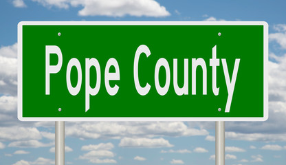 Rendering of a gren 3d highway sign for Pope County