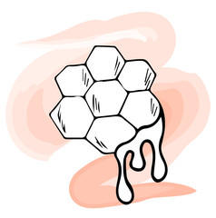 Obraz premium Hand drawn honeycomb background illustration.