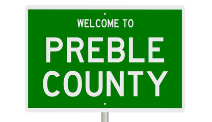 Rendering of a gren 3d highway sign for Preble County