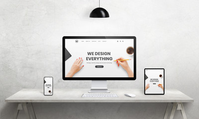 We design everything agency resonsive web page on computer, tablet and phone display. Modern...