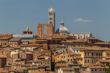 Fototapeta na wymiar View to the historic centre of Siena town, Italy