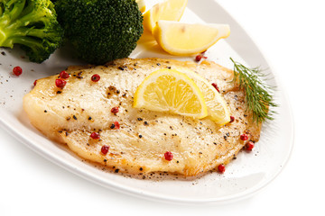 Fish dish - fried fish fillet with vegetables