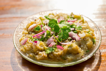 Image of Roasted Eggplant/Brinjal recipe. 