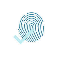 Fingerprints and check mark,Cyber security concept. Digital security authentication concept. Biometric authorization. Identification