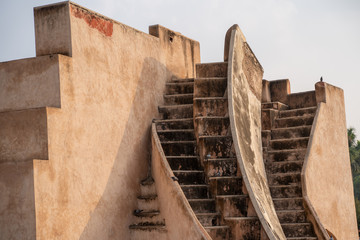 Ancient astronomical sundials at Jantar Mantar observatory, Delhi, India, a world heritage site