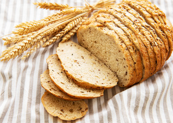 Top view of sliced bread
