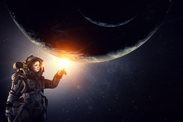 Exploring outer space. Mixed media