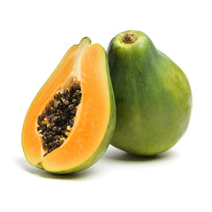 Papaya fruit isolated on a white background