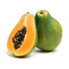 Papaya fruit isolated on a white background