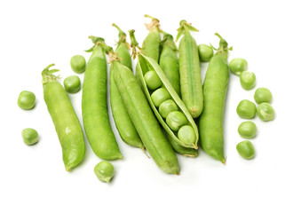 Fresh peas isolated on white background 