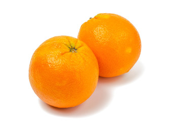 Fresh ripe oranges with useful vitamins isolated on white background.