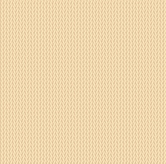 Knit texture yellow color. Vector seamless pattern fabric. Knitting background flat design.
