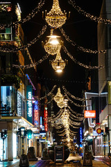 Stockholm, Sweden  The Drottninggatan street in the early morning at Christmas time.