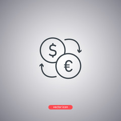 Currency exchange icon isolated on a gray background. Line style modern design. 