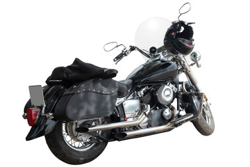 Motorcycle isolated on white. Side view. Close-up.