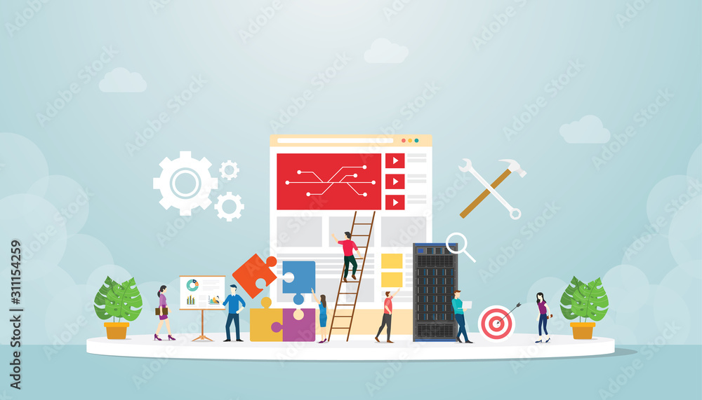 Poster system integration information technology with engineer and server database maintenance with modern 