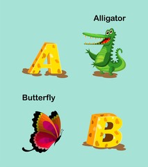 Cartoon animals alphabet illustration.