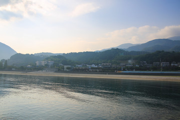 愛媛県伊予市早朝の双海シーサイド公園