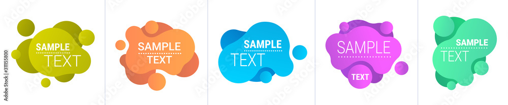 Poster set dynamical gradient forms abstract banners flowing liquid shapes fluid color badges modern graphi