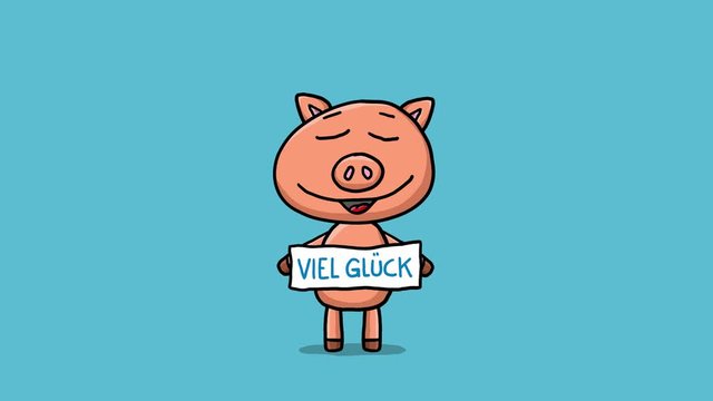 Schwein Cartoon Animation &ndash; Viel Gl&uuml;ck
