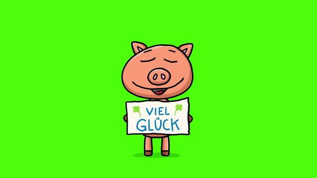 Schwein Cartoon Animation &ndash; Viel Gl&uuml;ck