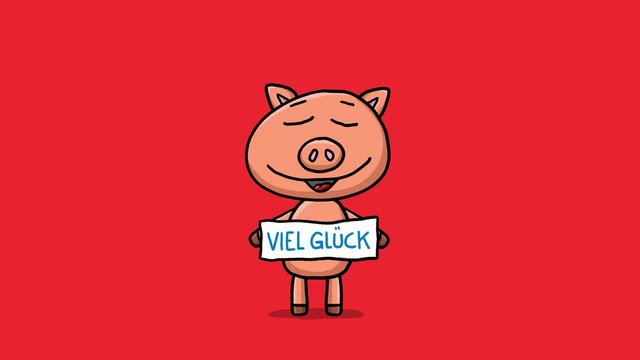 Schwein Cartoon Animation &ndash; Viel Gl&uuml;ck