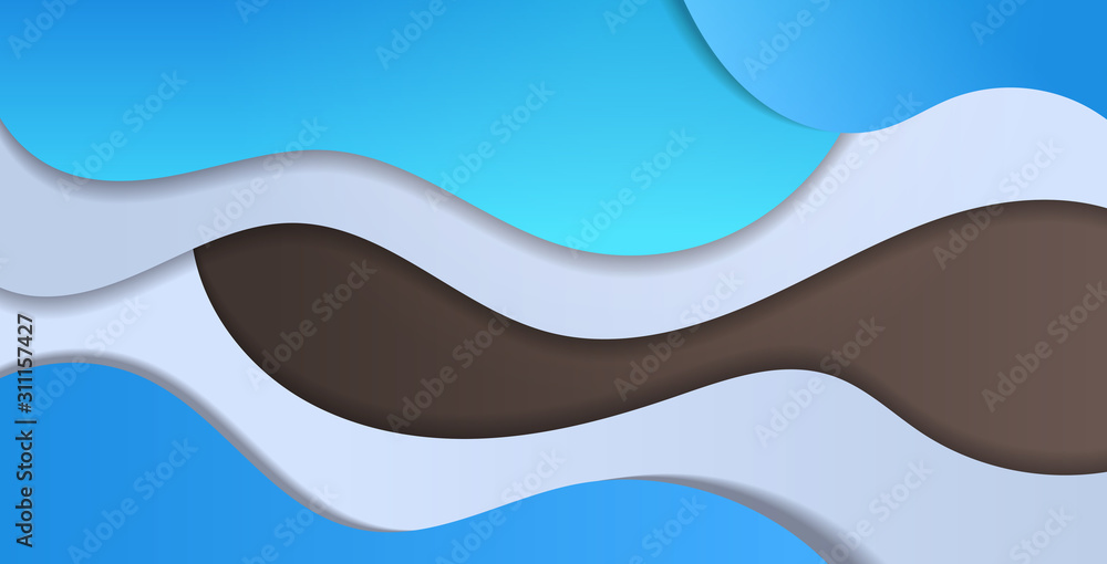Poster paper cut composition 3d abstract background with colorful waves carving art concept wavy layout for