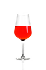 Full glass of rose wine isolated on white background.