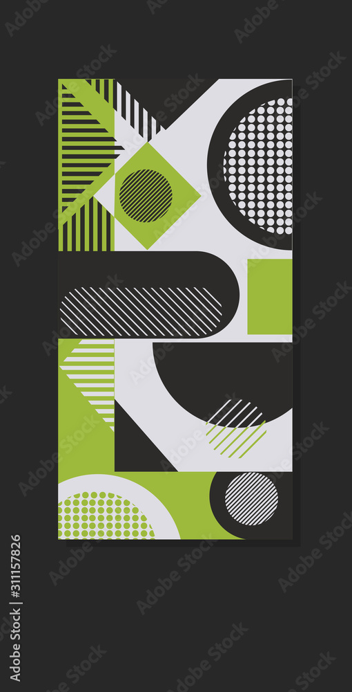 Aufkleber colored geometric forms abstract background banner modern graphic elements online mobile app memphis
