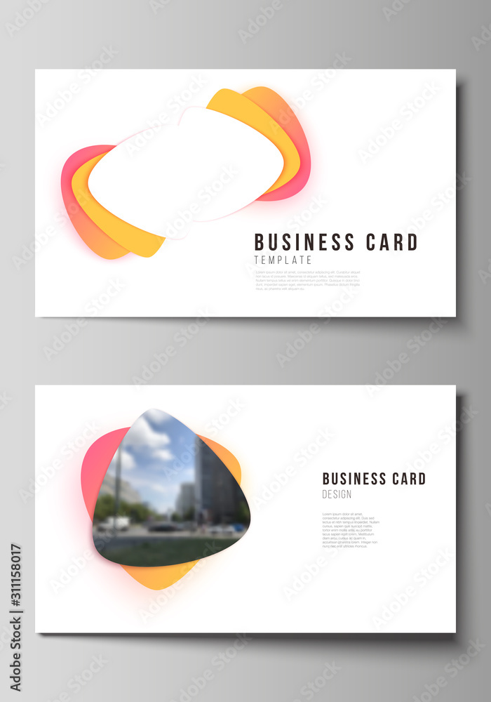 Poster the minimalistic abstract vector illustration of the editable layout of two creative business cards 