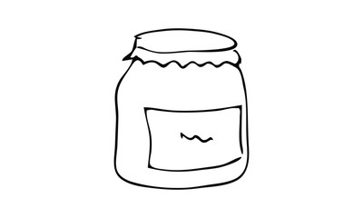 a hand-drawn jar of homemade jam. culinary Doodle art. use it as a clipart in greeting cards, print on clothes, animation, packaging or design of your website	