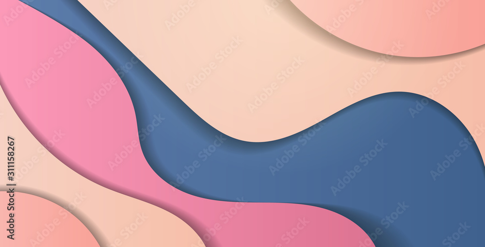 Poster paper cut composition 3d abstract background with colorful waves carving art concept wavy layout for