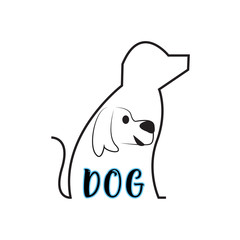 minimalist monoline lineart outline dog cat icon logo template vector illustration