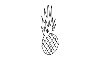Hand-drawn silhouette of a pineapple . tropical summer juicy Doodle art. use as clip art, print on clothes, packaging, postcards or website