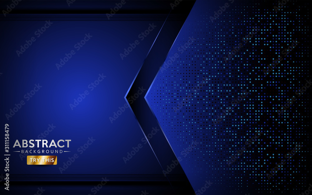 Wall mural abstract blue background with dynamic shape and lines.