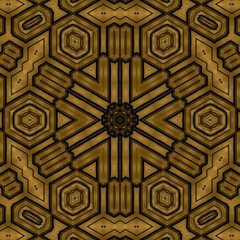 Geometric Gold Colored Digital background Texture with different shiny abstract shapes. Golden Ornament. Kaleidoscope Texture.  - 311158684