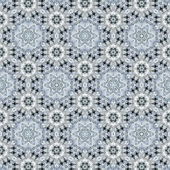 Ice crystal pattern with many stars. Christmas Background Texture. Blue white colored abstract shapes. 