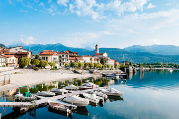 Feriolo village on Lake Maggiore on a sunny day