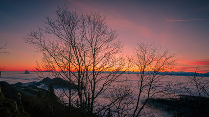 Obraz premium Sonnenaufgang über dem Nebelmeer, Blechenflue