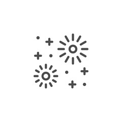 Festive fireworks line outline icon