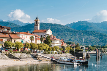 Feriolo village on Lake Maggiore on a sunny day