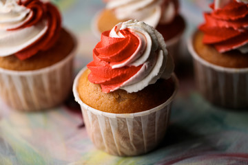 Christmas cupcakes with red and white cream