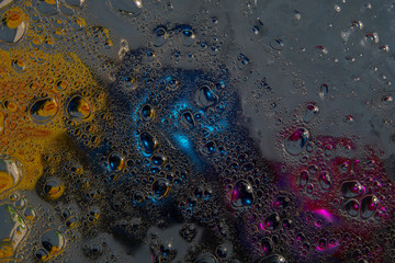 Macro of liquid substances. Water bubbles. Abstract background.