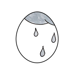 Easter egg with cloud and rain drops. Hand drawing watercolor sketch. Colorful illustration. Picture can be used in greeting cards, posters, flyers, banners, logo, further design etc.