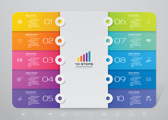 10 steps simple&editable process chart infographics element. EPS 10.	 - obrazy, fototapety, plakaty