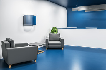 Blue futuristic waiting room