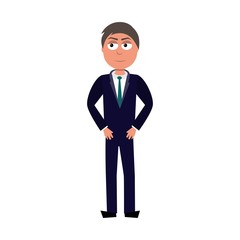 Obraz na płótnie Canvas flat cartoon vector character of businessman isolated on white background