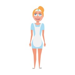 flat cartoon vector character of nurse isolated on white background