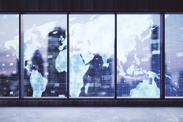 Minimalistic interior with  global business plan