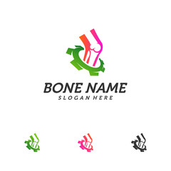 Gear Bone logo design template. Concept Vector of human body health. Emblem symbol Icon.